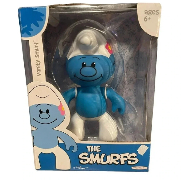 2009 Jakks Pacific Vinyl Vanity Smurf Figure 6” - Picture 1 of 5